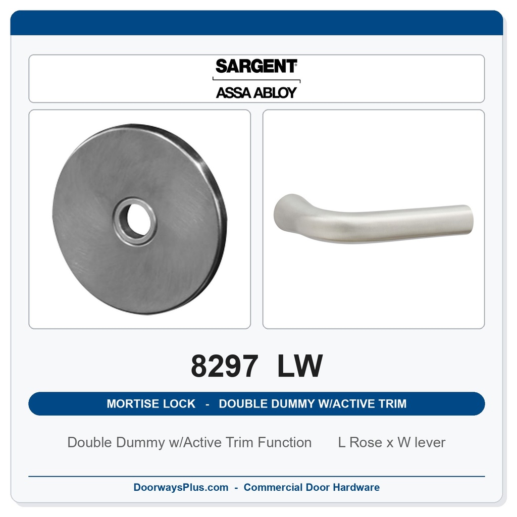 Sargent 8297 LW Trim Mortise Double Dummy w/Active Trim | Grade 1 Commercial