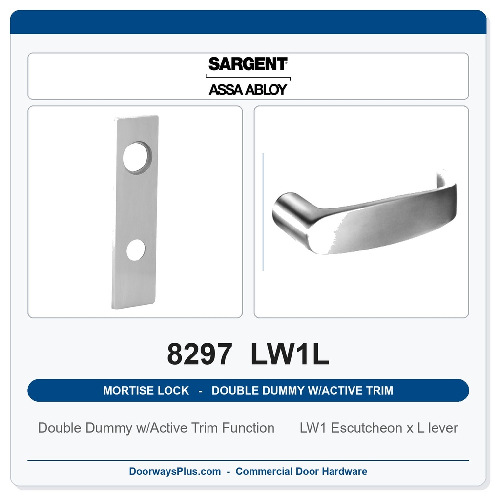 Sargent 8297 LW1L Trim Mortise Double Dummy w/Active Trim | Grade 1 Commercial