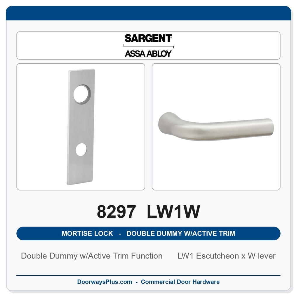 Sargent 8297 LW1W Trim Mortise Double Dummy w/Active Trim | Grade 1 Commercial