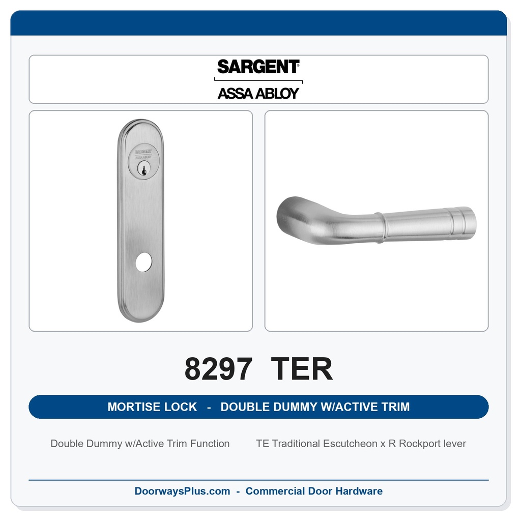 Sargent 8297 TER Trim Mortise Double Dummy w/Active Trim | Grade 1 Commercial