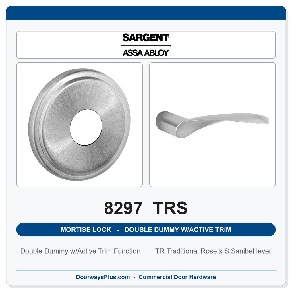 Sargent 8297 TRS Trim Mortise Double Dummy w/Active Trim | Grade 1 Commercial