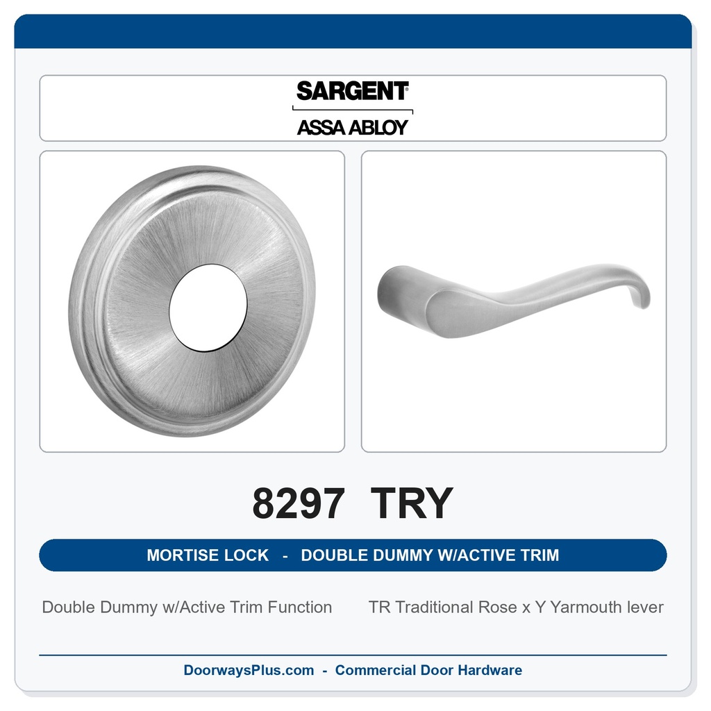Sargent 8297 TRY Trim Mortise Double Dummy w/Active Trim | Grade 1 Commercial