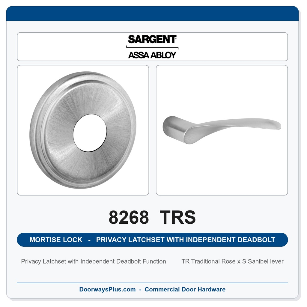 Sargent 8268 TRS Trim Mortise Privacy Latchset with Independent Deadbolt | Grade 1 Commercial