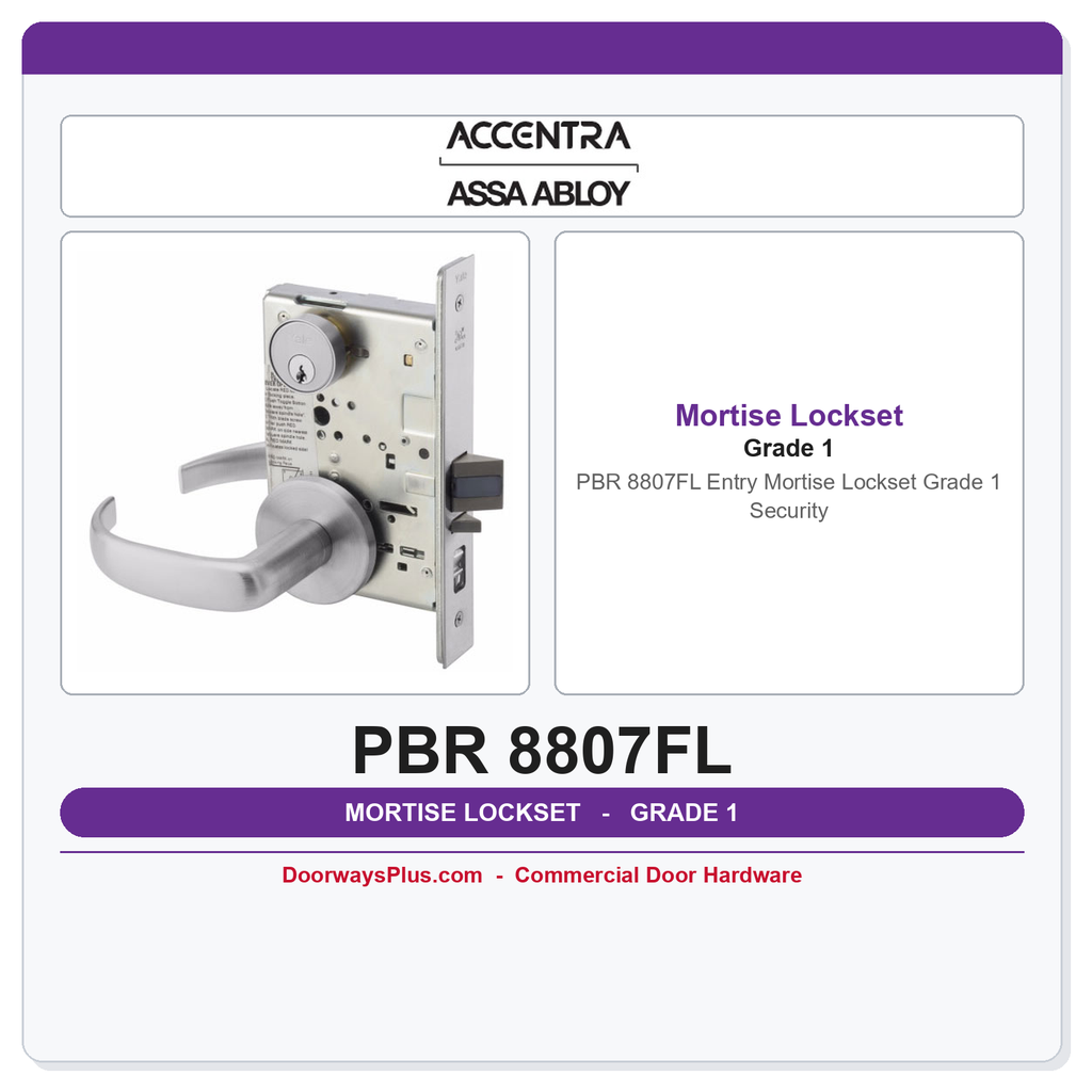 Accentra PBR 8807FL Entry Mortise Lockset – Grade 1 Security