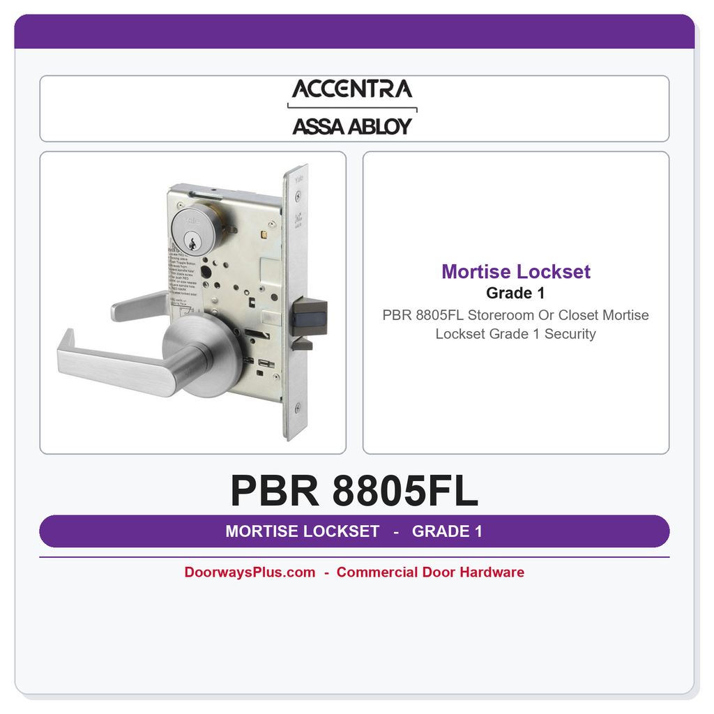 Accentra PBR 8805FL Storeroom Or Closet Mortise Lockset – Grade 1 Security