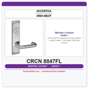 Accentra CRCN 8847FL Apartment Corridor Mortise Lockset – Grade 1, Fire Rated, 626 Satin Chrome