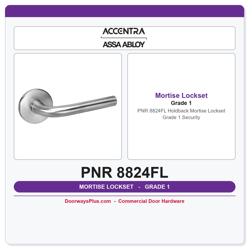 Accentra PNR 8824FL Holdback Mortise Lockset – Grade 1 Security