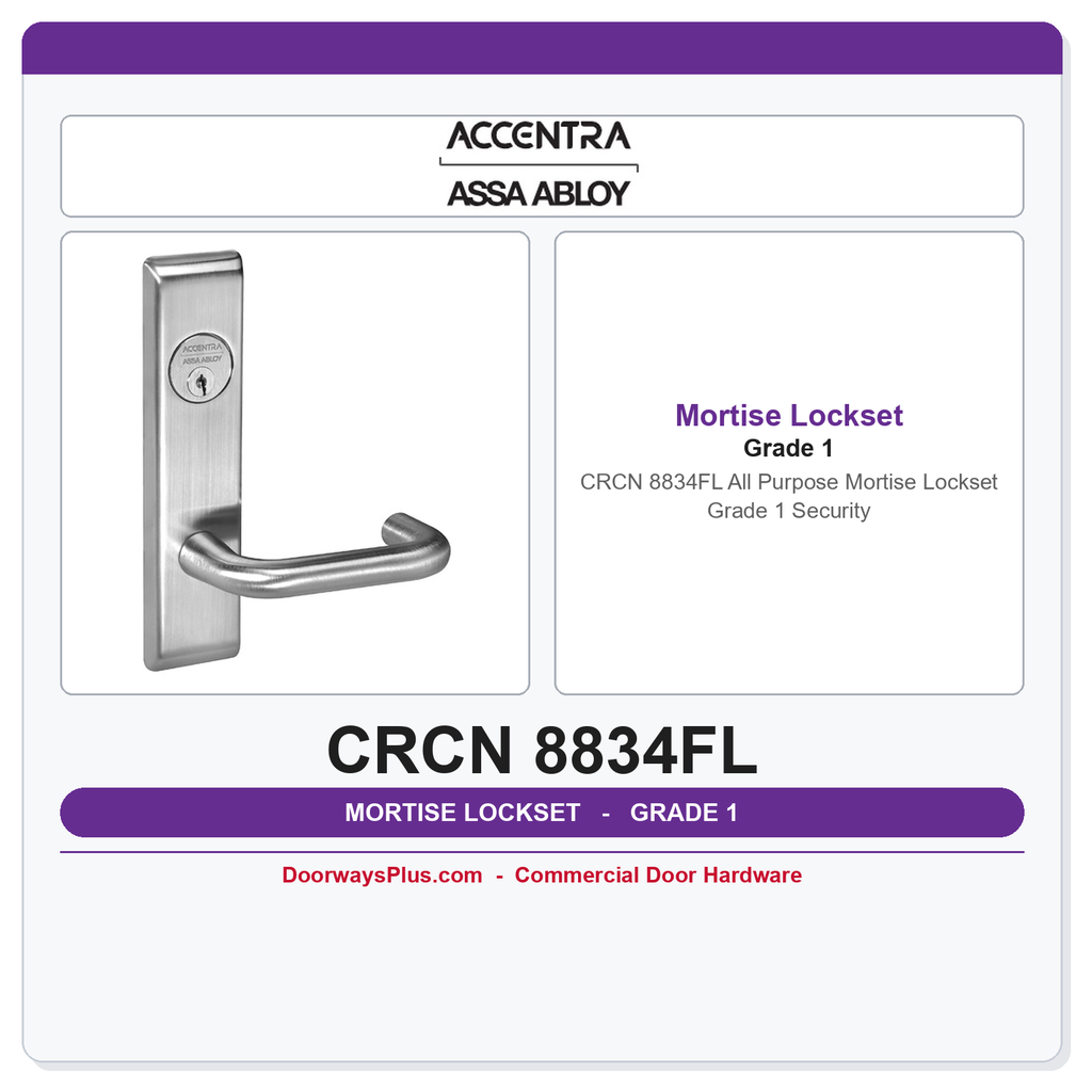 Accentra CRCN 8834FL All Purpose Mortise Lockset – Grade 1 Security