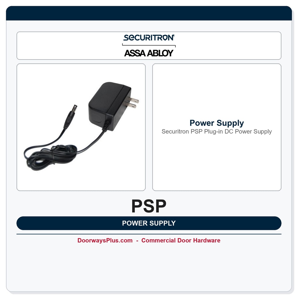 Securitron PSP Plug-In DC Power Supply for Access Control — 12VDC or 24VDC