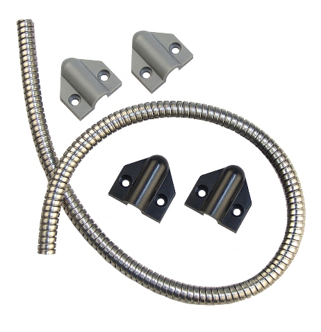 Securitron TSB-C 18" Door Cord with Stainless-Steel Cable Conduit, Gray/Black