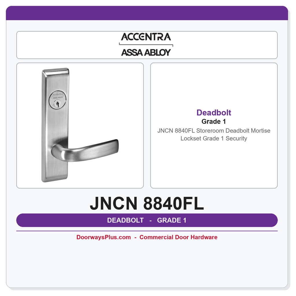 Accentra JNCN 8840FL Storeroom Deadbolt Mortise Lockset – Grade 1 Security