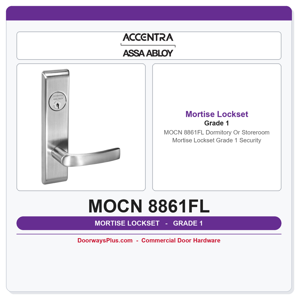 Accentra MOCN 8861FL Dormitory Or Storeroom Mortise Lockset – Grade 1 Security