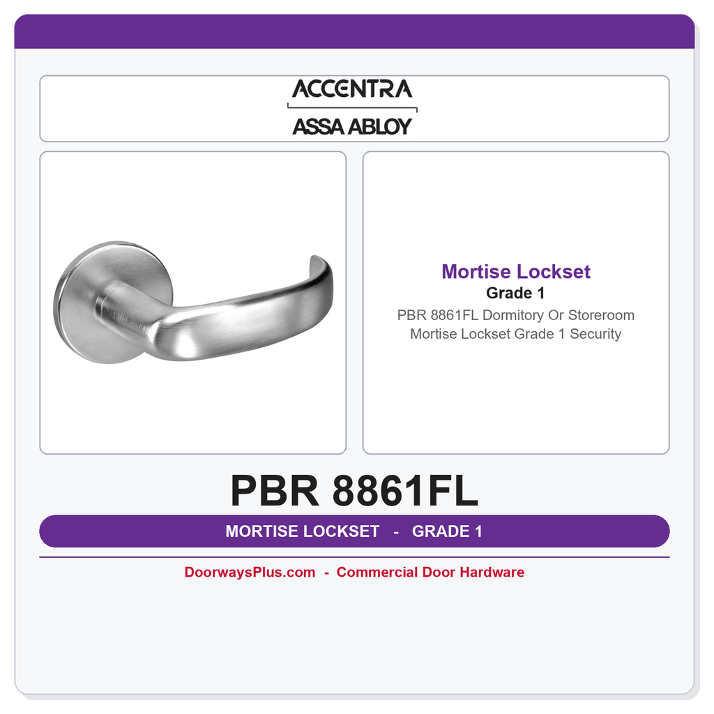 Accentra PBR 8861FL Dormitory Or Storeroom Mortise Lockset – Grade 1 Security