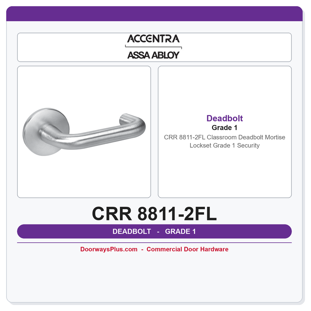 Accentra CRR 8811-2FL Classroom Deadbolt Mortise Lockset – Grade 1 Security