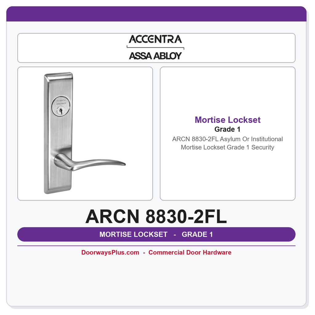 Accentra ARCN 8830-2FL Asylum Or Institutional Mortise Lockset – Grade 1 Security