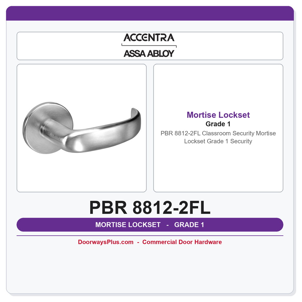 Accentra PBR 8812-2FL Classroom Security Mortise Lockset – Grade 1 Security