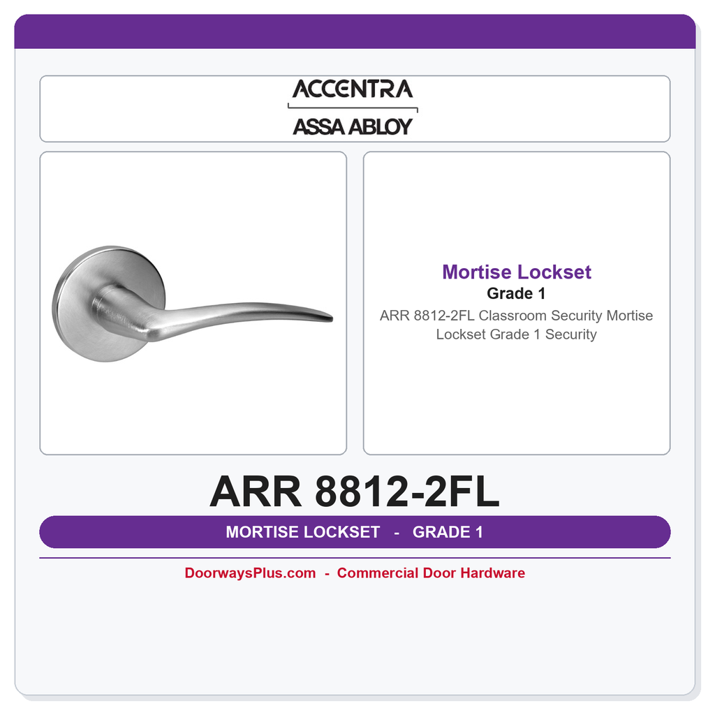 Accentra ARR 8812-2FL Classroom Security Mortise Lockset – Grade 1 Security