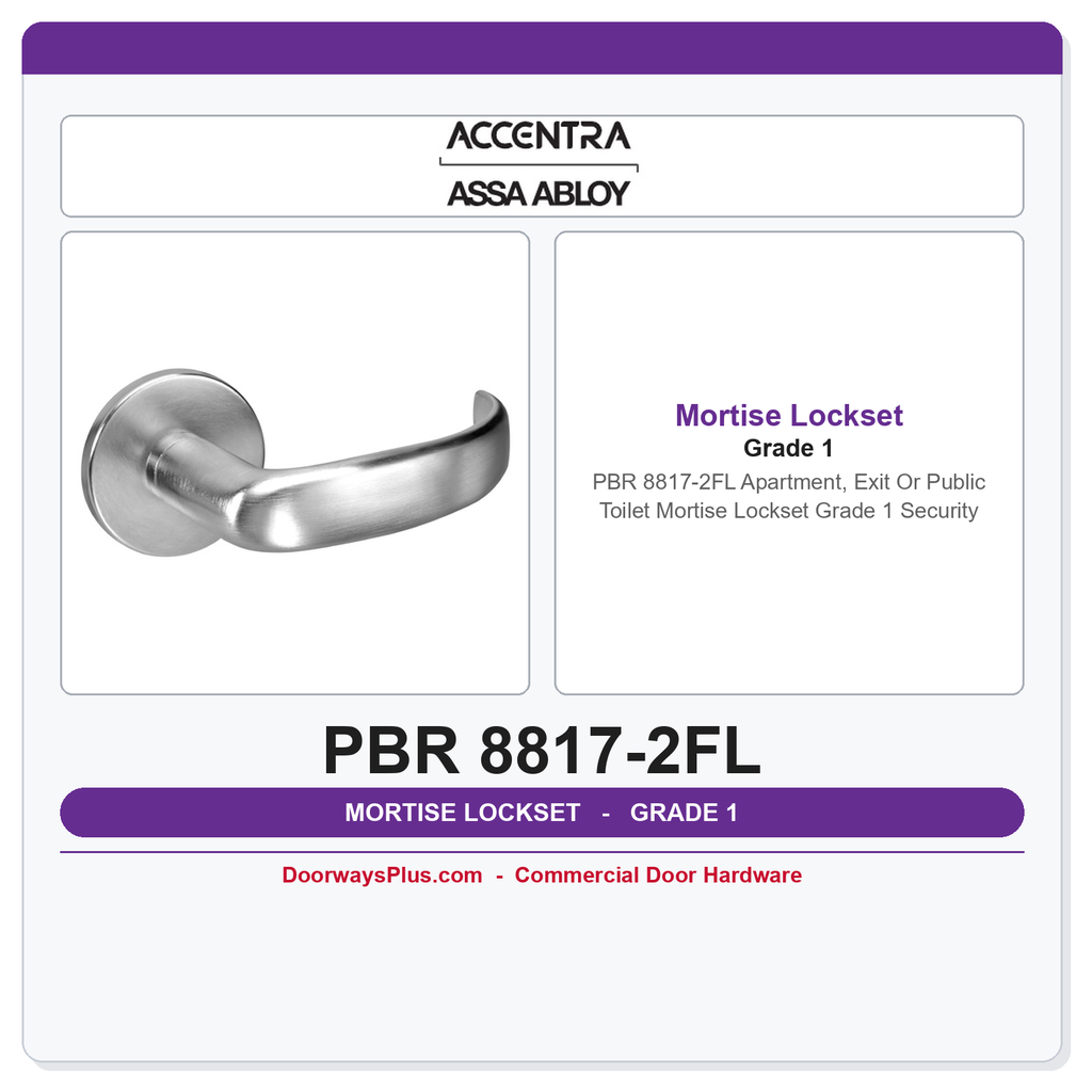Accentra PBR 8817-2FL Apartment, Exit Or Public Toilet Mortise Lockset – Grade 1 Security