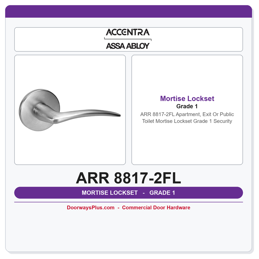 Accentra ARR 8817-2FL Apartment, Exit Or Public Toilet Mortise Lockset – Grade 1 Security