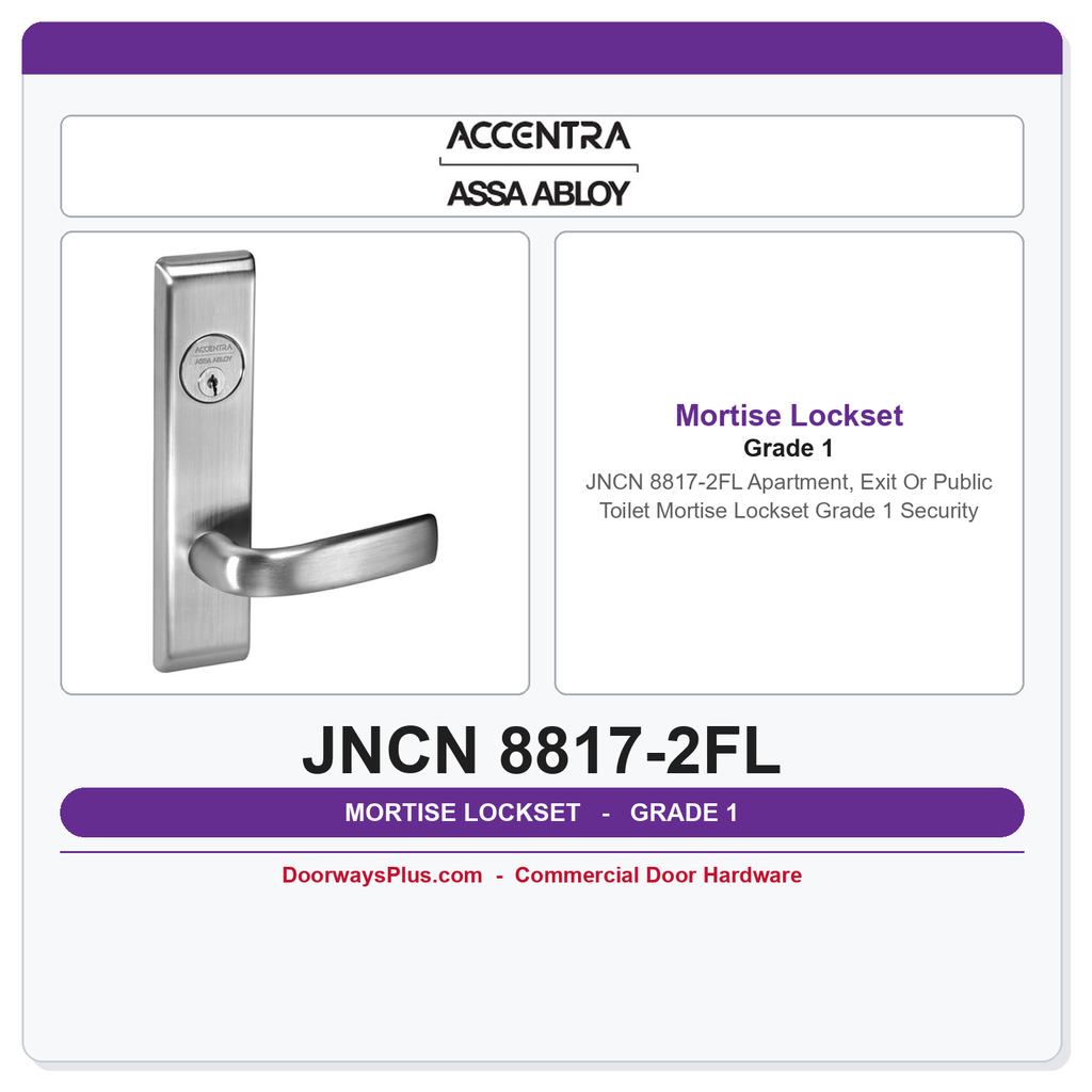 Accentra JNCN 8817-2FL Apartment, Exit Or Public Toilet Mortise Lockset – Grade 1 Security