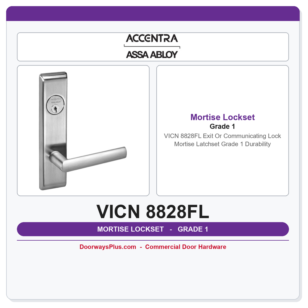 Accentra VICN 8828FL Exit Or Communicating Lock Mortise Latchset – Grade 1 Durability