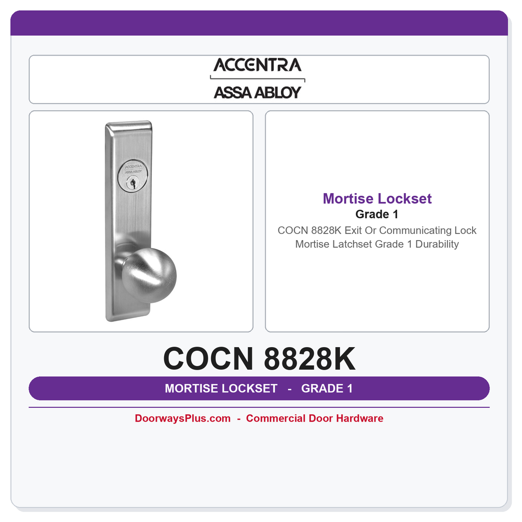 Accentra COCN 8828K Exit Or Communicating Lock Mortise Latchset – Grade 1 Durability