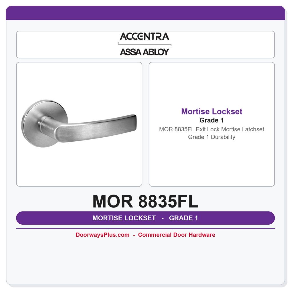 Accentra MOR 8835FL Exit Lock Mortise Latchset – Grade 1 Durability