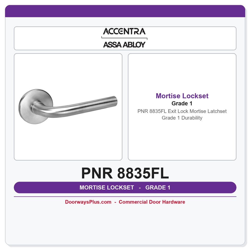 Accentra PNR 8835FL Exit Lock Mortise Latchset – Grade 1 Durability
