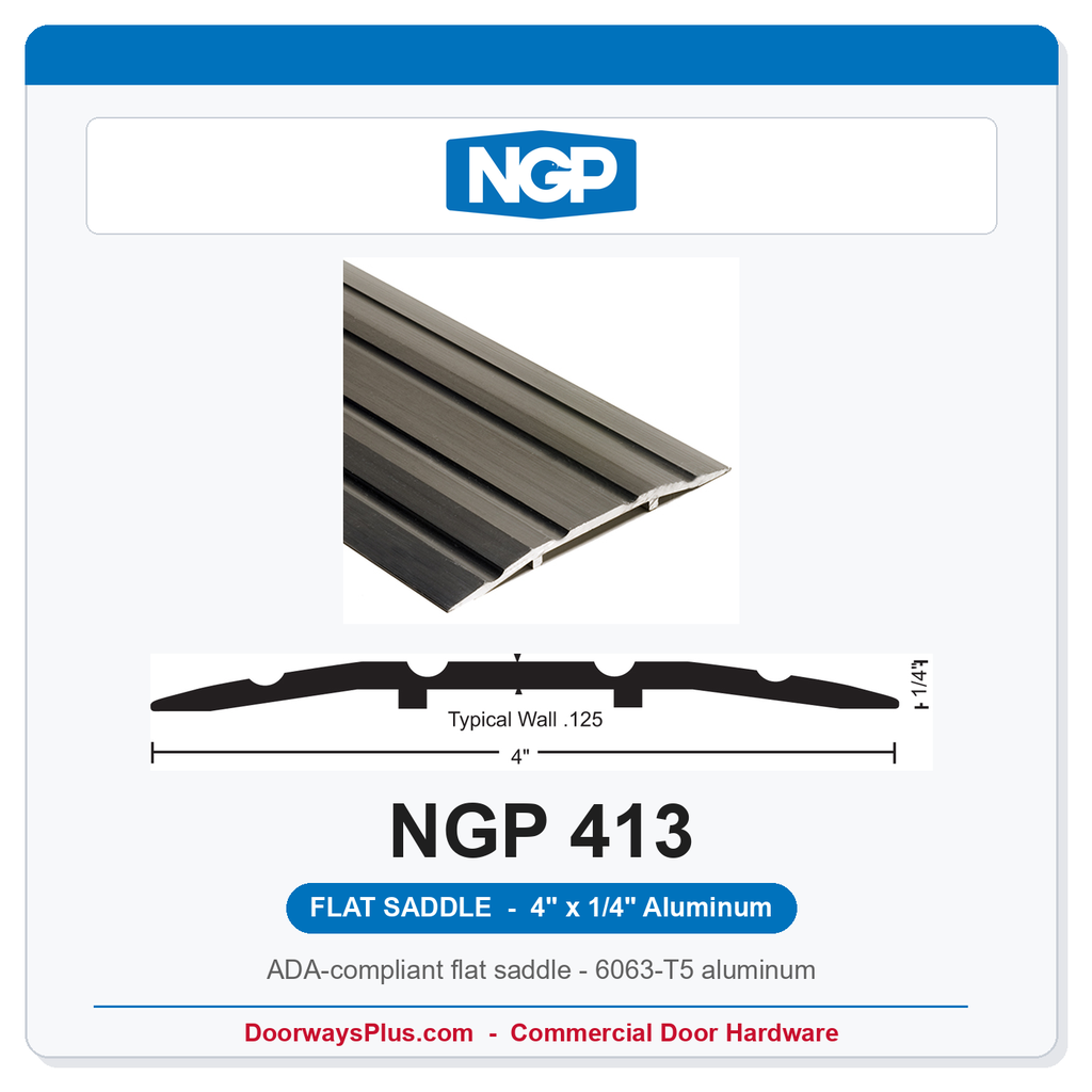 NGP 413 Flat Saddle Threshold 4" x 1/4" Mill Aluminum | National Guard Products | ADA & Fire Rated