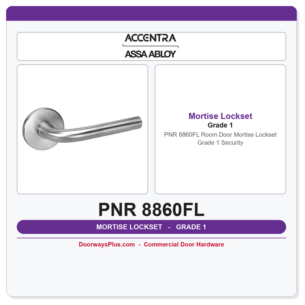 Accentra PNR 8860FL Room Door Mortise Lockset – Grade 1 Security