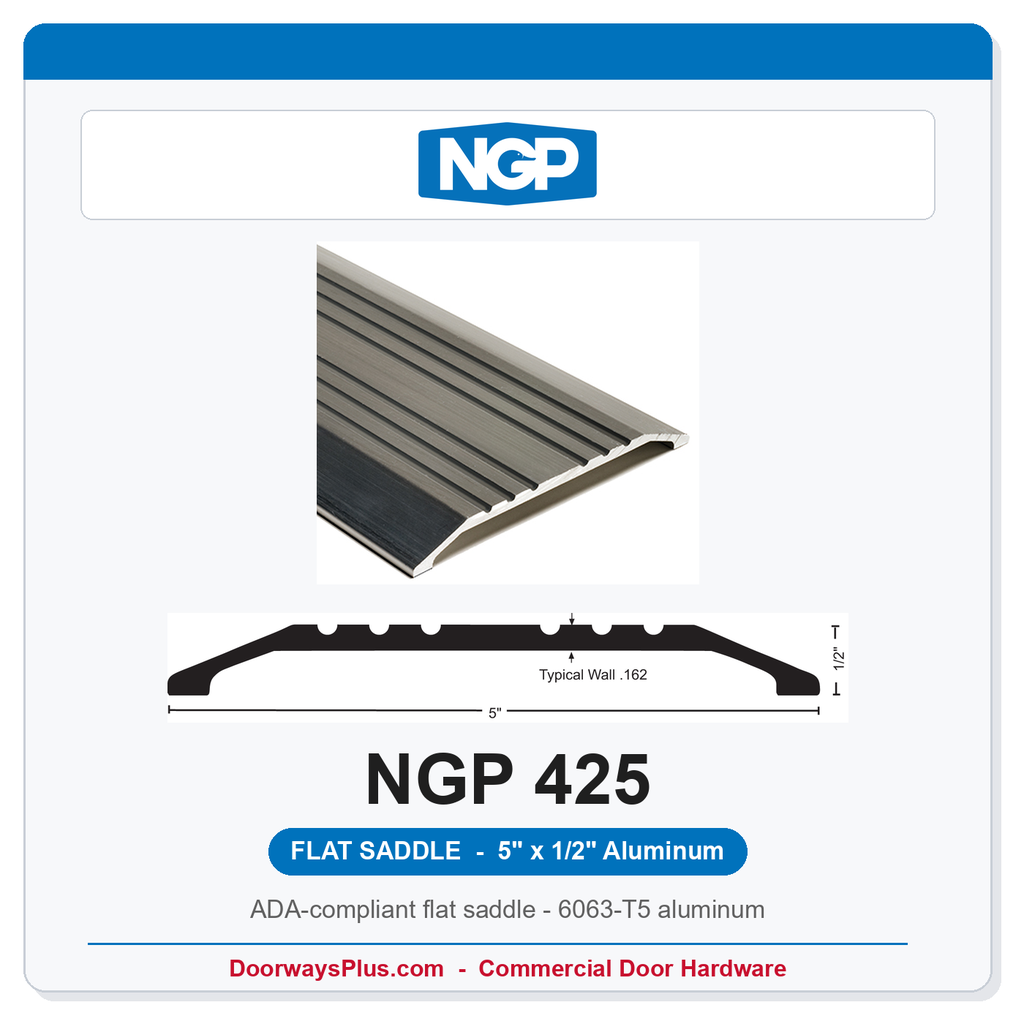 NGP 425 Flat Saddle Threshold 5" x 1/2" Mill Aluminum | National Guard Products