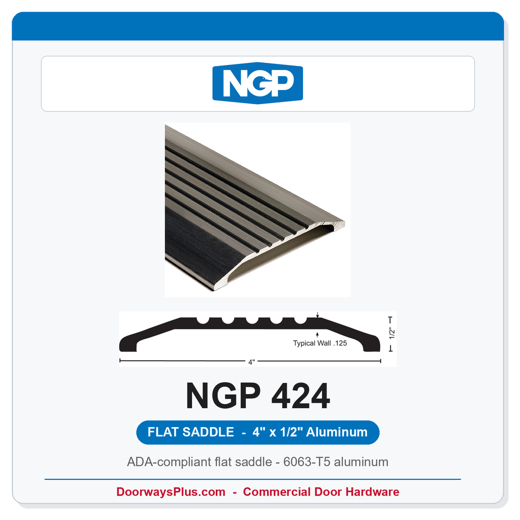 NGP 424 Flat Saddle Threshold 4" x 1/2" x 72" | ADA | Mill Aluminum | National Guard