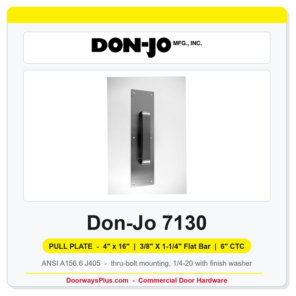 Don-Jo 7130 Pull Plate | 4" x 16" | 3/8" x 1-1/4" flat bar | 6" CTC