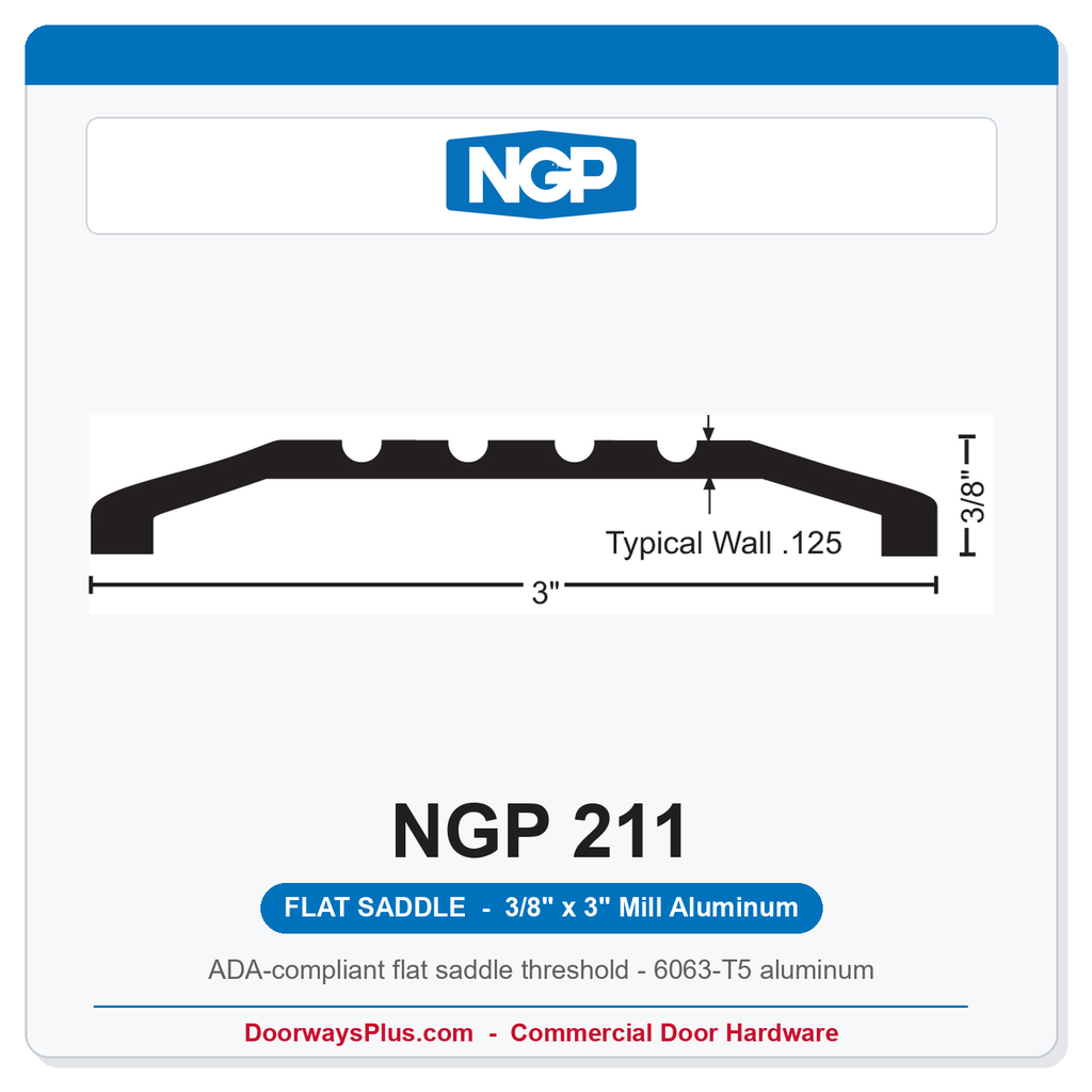 NGP 211 Flat Saddle Threshold 3" x 3/8" Aluminum | National Guard