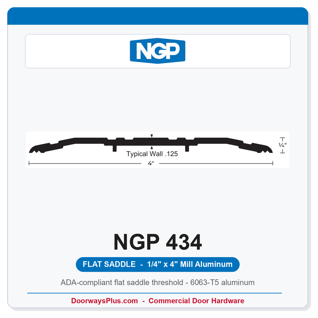 NGP 434 Flat Saddle Threshold 4" x 1/4" Aluminum | National Guard