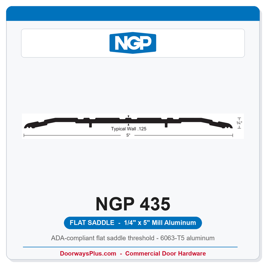 NGP 435 Flat Saddle Threshold 5" x 1/4" Aluminum | National Guard