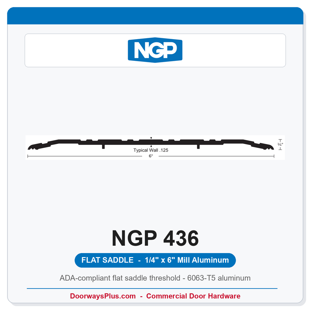 NGP 436 Flat Saddle Threshold 6" x 1/4" Aluminum | National Guard
