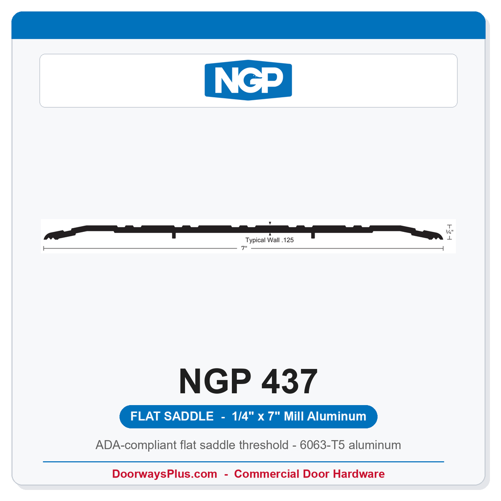 NGP 437 Flat Saddle Threshold 7" x 1/4" Aluminum | National Guard