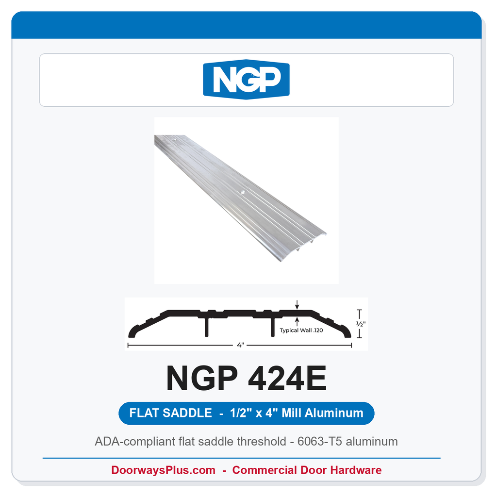 NGP 424E Flat Saddle Threshold 4" x 1/2" Aluminum | National Guard