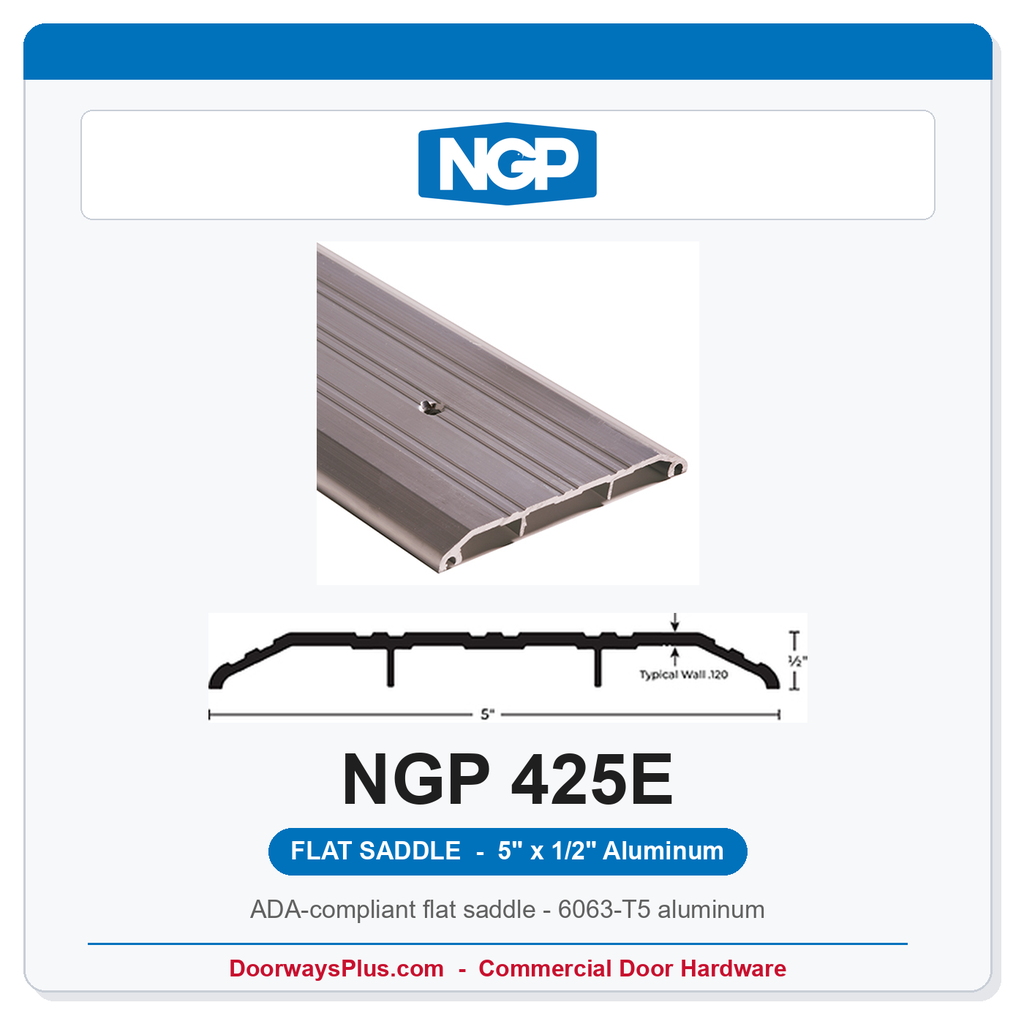 NGP 425E Flat Saddle Threshold 5" x 1/2" | ADA Fire Rated Aluminum | National Guard