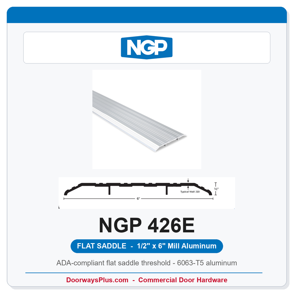 NGP 426E Flat Saddle Threshold 6" x 1/2" Aluminum | National Guard