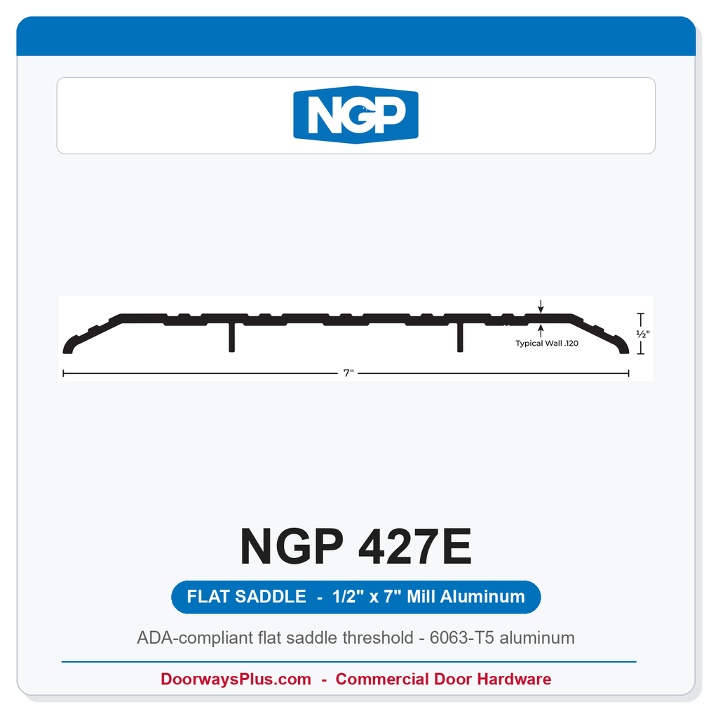 NGP 427E Flat Saddle Threshold 7" x 1/2" Aluminum | National Guard