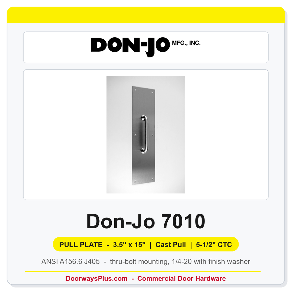 Don-Jo 7010 Pull Plate | 3.5" x 15" | cast pull | 5-1/2" CTC