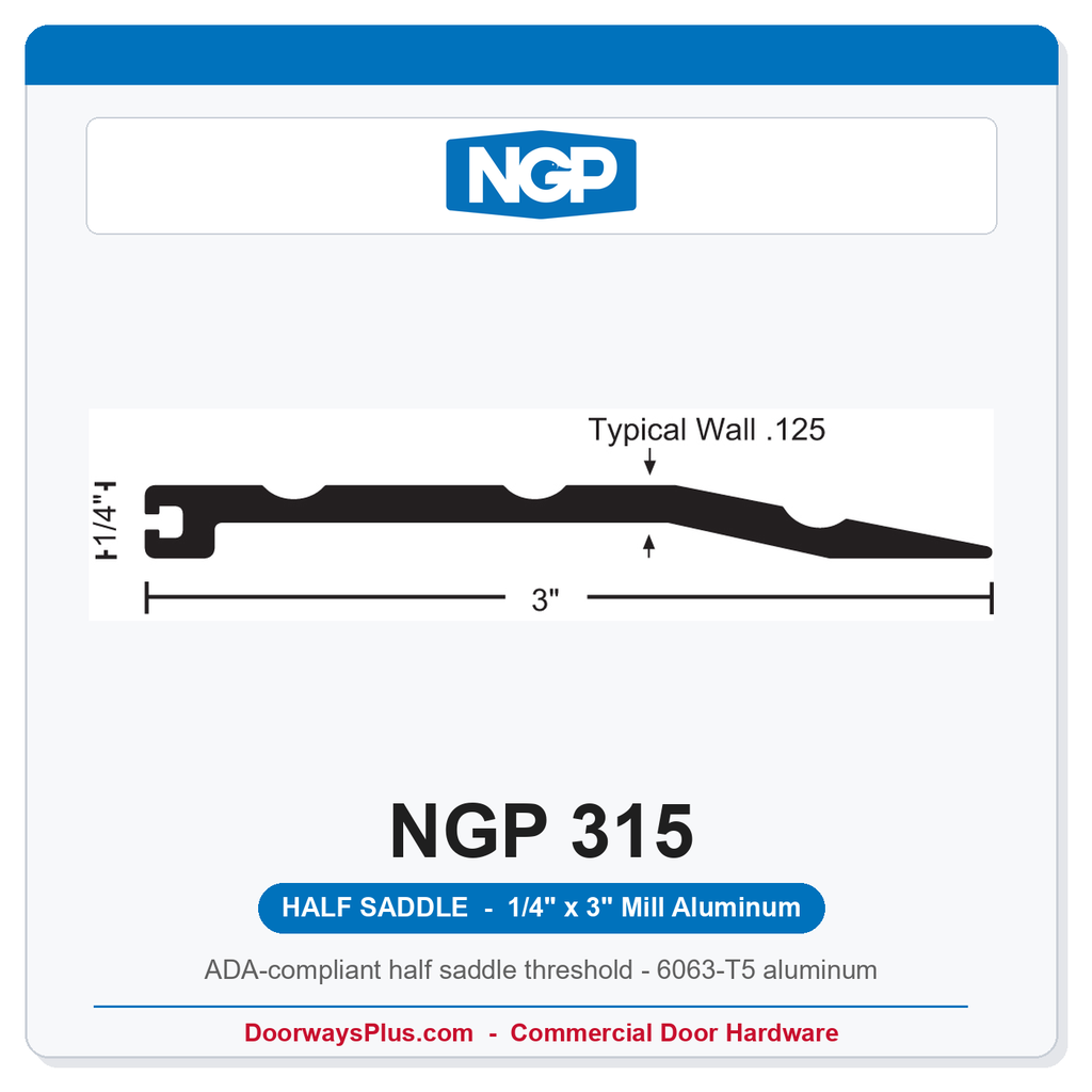 NGP 315 Half Saddle Threshold 3" x 1/4" Aluminum | National Guard