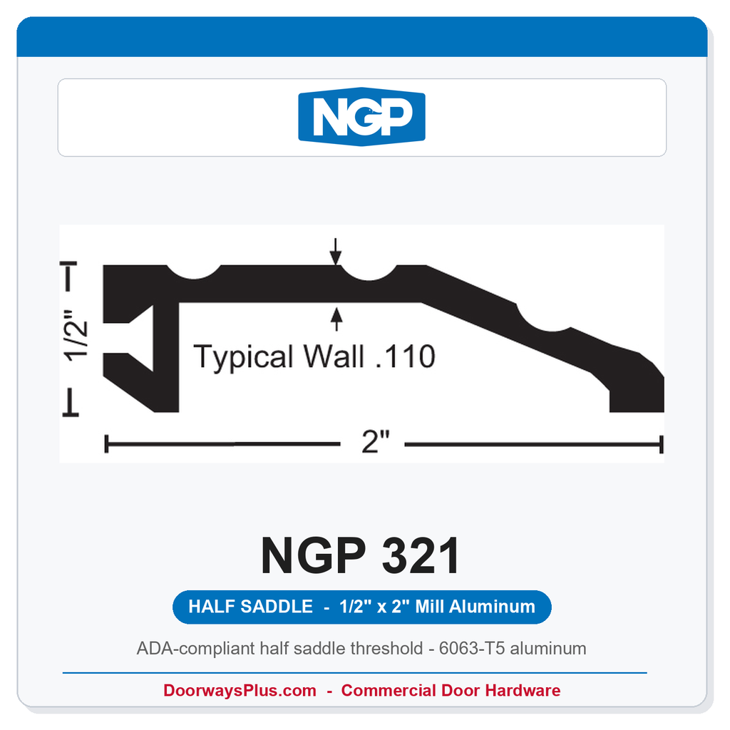 NGP 321 Half Saddle Threshold 2" x 1/2" Aluminum | National Guard