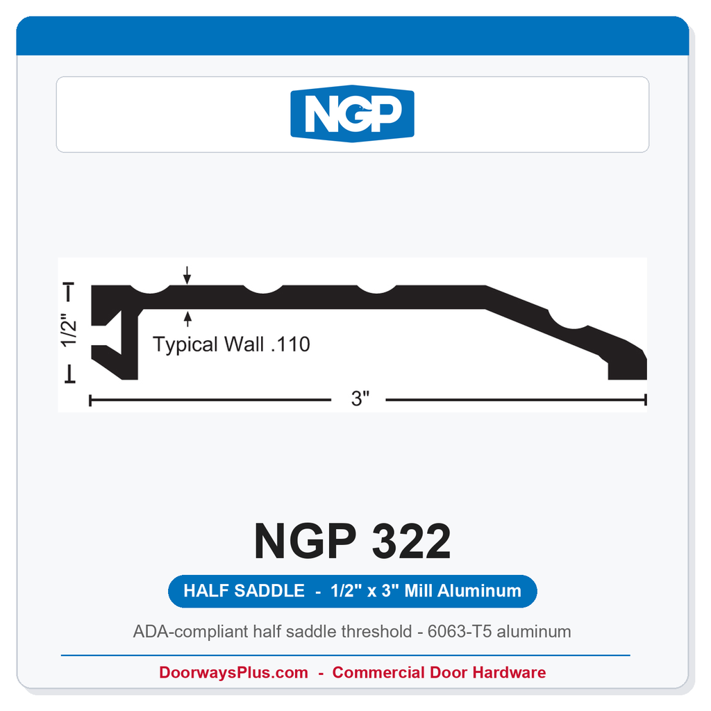 NGP 322 Half Saddle Threshold 3" x 1/2" Aluminum | National Guard