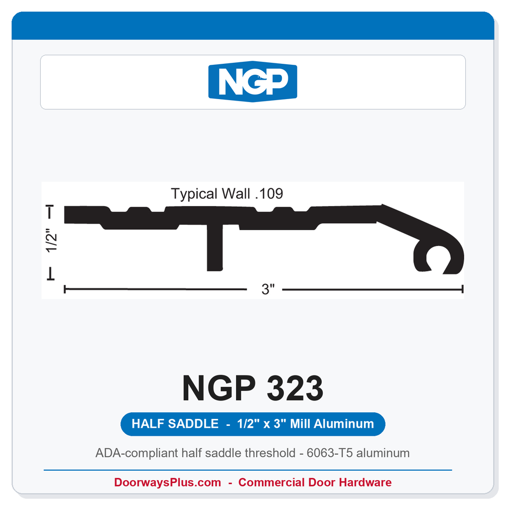 NGP 323 Half Saddle Threshold 3" x 1/2" Aluminum | National Guard