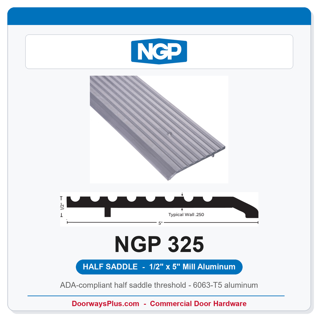 NGP 325 Half Saddle Threshold 5" x 1/2" Aluminum | National Guard