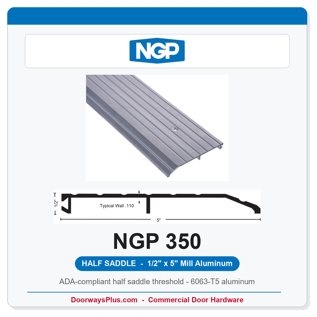 NGP 350 Half Saddle Threshold 5" x 1/2" Aluminum | National Guard