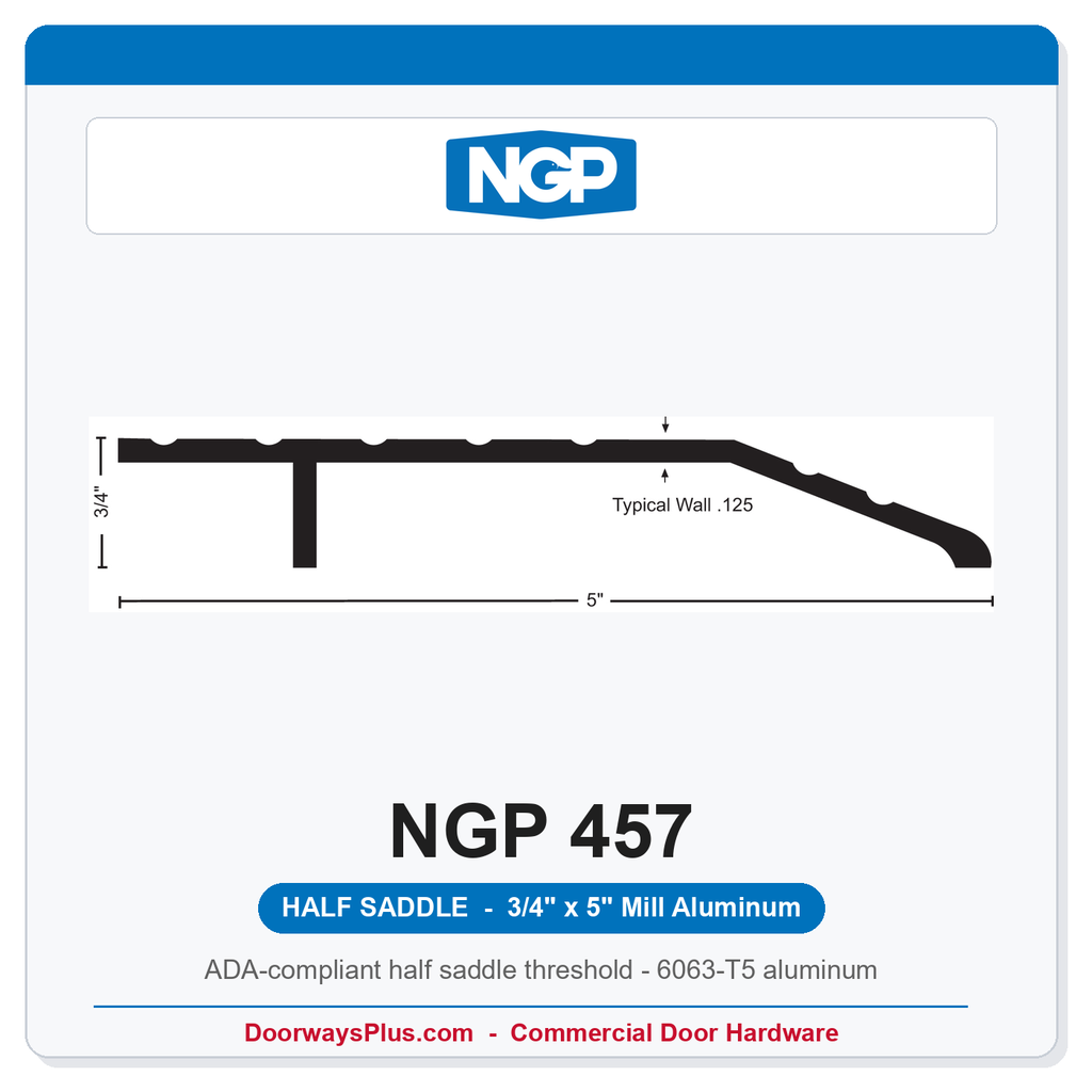 NGP 457 Half Saddle Threshold 5" x 3/4" Aluminum | National Guard